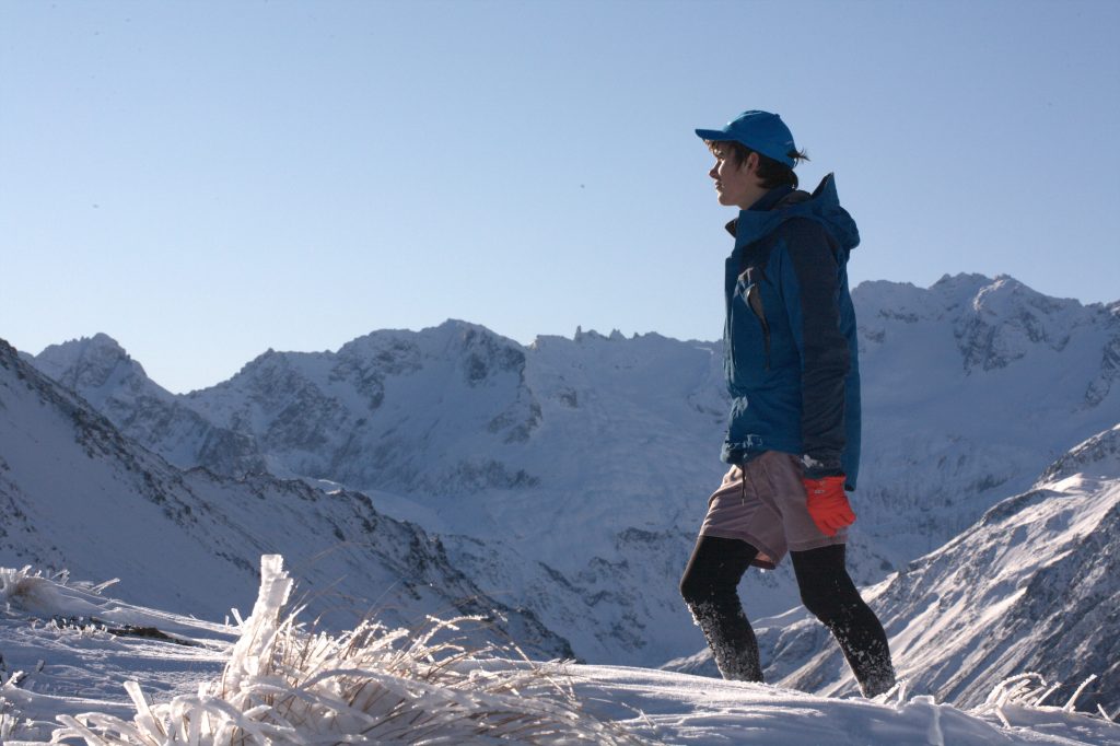 A photo of myself in the snow with Mt Barth behind